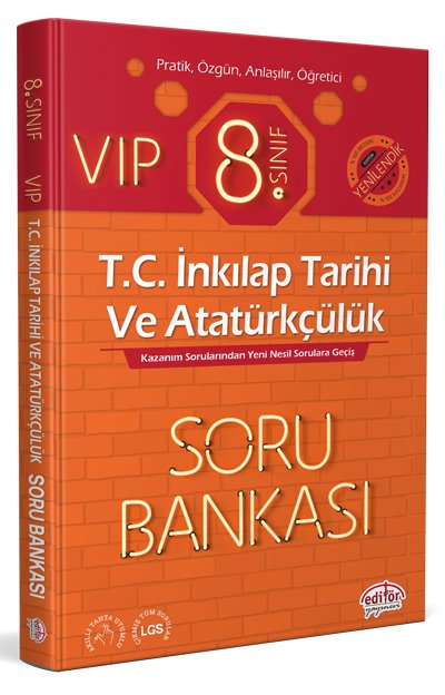 8.Sınıf VIP T.C İnkılap Tarihi ve Atatürk Soru Bankası Editör Yayınevi 