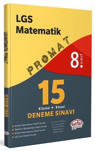 8. Sınıf LGS Matematik Promat 15 Deneme Editör Yayınları 