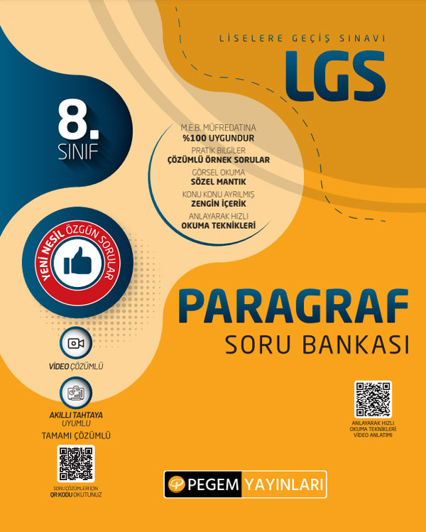 8.Sınıf LGS Paragraf Soru Bankası Paragraf Soru Bankası Pegem Akademi Yayıncılık 