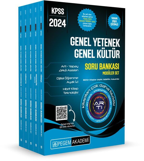 2024 KPSS Genel Yetenek Genel Kültür Tamamı Çözümlü Soru Bankası Seti 5 Kitap Pegem Akademi